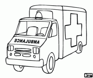 Coloriage Une ambulance en cas d'urgence