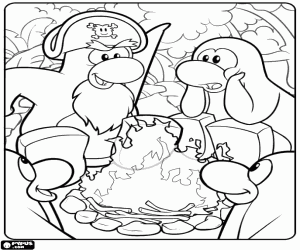 Coloriage Une aventure de pirates dans Club Penguin