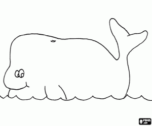Coloriage Une baleine à la surface de la mer