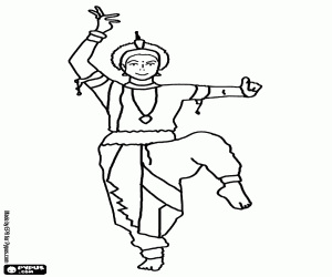 Coloriage Une ballerine hindoue dans le Diwali