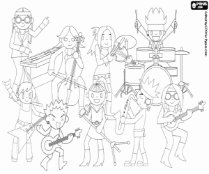 Coloriage Une bande dans un concert de rock