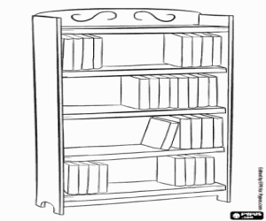 Coloriage Une bibliothèque avec des livres