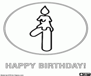 Coloriage Une bougie allumée avec le numéro un