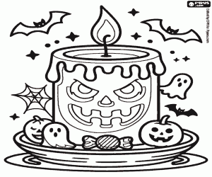 Coloriage Une bougie d’Halloween