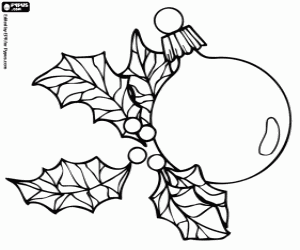 Coloriage Une boule de Noël avec des feuilles de houx