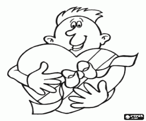 Coloriage Une boîte coeur pour maman