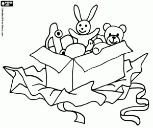 Coloriage Une boîte ouverte avec les cadeaux de Noël