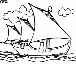 Coloriage Une caravelle de Christophe Colomb