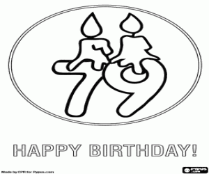 Coloriage Une carte d'anniversaire 79 ans