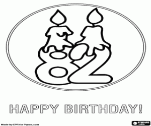 Coloriage Une carte d'anniversaire de 82 ans