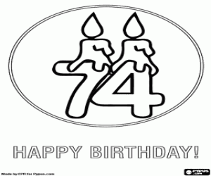 Coloriage Une carte d'anniversaire de 74 ans