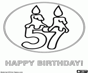 Coloriage Une carte d'anniversaire de 57 ans