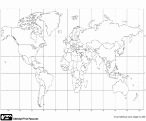 Coloriage Une carte du monde avec pays