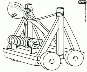 Coloriage Une catapulte du Moyen Age