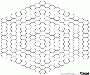 Coloriage Une chaîne spirale d’hexagones