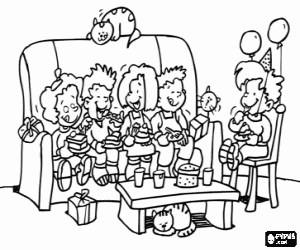 Coloriage Une collation dans une fête d'anniversaire
