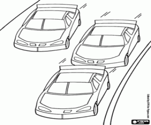Coloriage Une course de voitures de tourisme