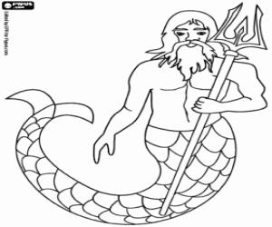 Coloriage Une créature de la mer, un triton
