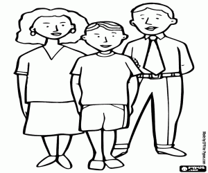 Coloriage Une famille de trois personnes