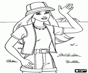 Coloriage Une femme exploratrice avec casque colonial