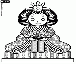 Coloriage Une femme japonaise traditionnelle
