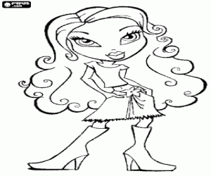 Coloriage Une fille Bratz avec bottes
