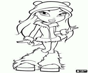 Coloriage Une fille Bratz en hiver