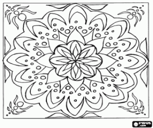 Coloriage Une fleur, mandala en un carré