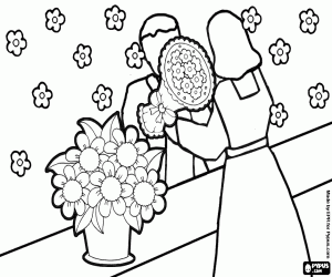 Coloriage Une fleuriste et un client