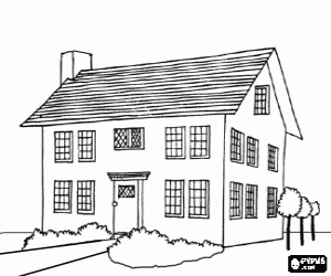 Coloriage Une grande maison à deux étages