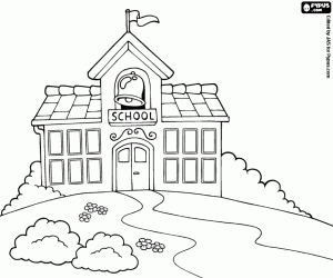 Coloriage Une grande école pour les enfants