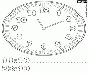 Coloriage Une horloge, il est onze heures dix