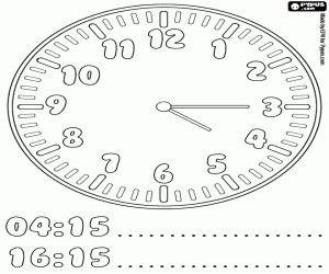 Coloriage Une horloge à quatre heures et quart