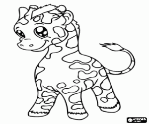 Coloriage Une jeune girafe, un bébé girafe