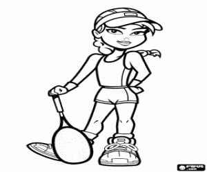 Coloriage Une joueuse de tennis prêt