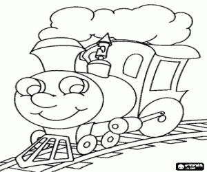 Coloriage Une locomotive à vapeur souriant