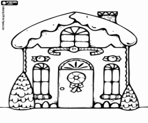 Coloriage Une maison avec des décorations de Noël