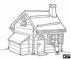 Coloriage Une maison en bois