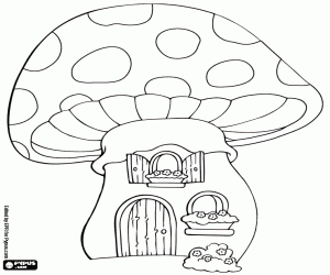 Coloriage Une maison champignon de fantaisie