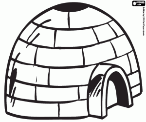 Coloriage Une maison de neige, un igloo