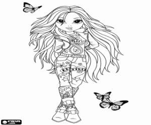 Coloriage Une Moxie Girlz et papillons