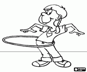 Coloriage Une petite fille avec le hula hoop