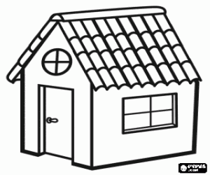 Coloriage Une petite maison avec une fenêtre ronde