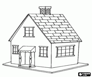 Coloriage Une petite maison avec un porche d'entrée