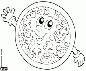 Coloriage Une pizza souriante