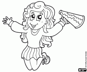 Coloriage Une pom-pom girl avec un mégaphone