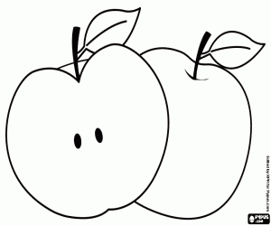 Coloriage Une pomme entière et demie