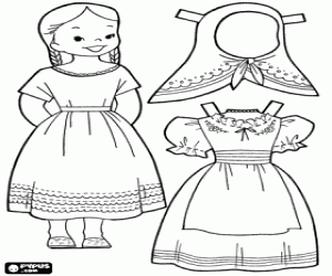 Coloriage Une poupée avec les robes mexicaines