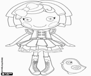 Coloriage Une poupée Lalaloopsy et un oiseau
