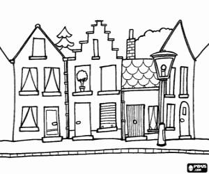 Coloriage Une rue dans une ville